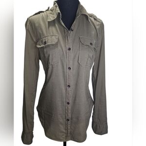 Denim & Supply Ralph Lauren Olive Military Style Blouse With Epilets Size M